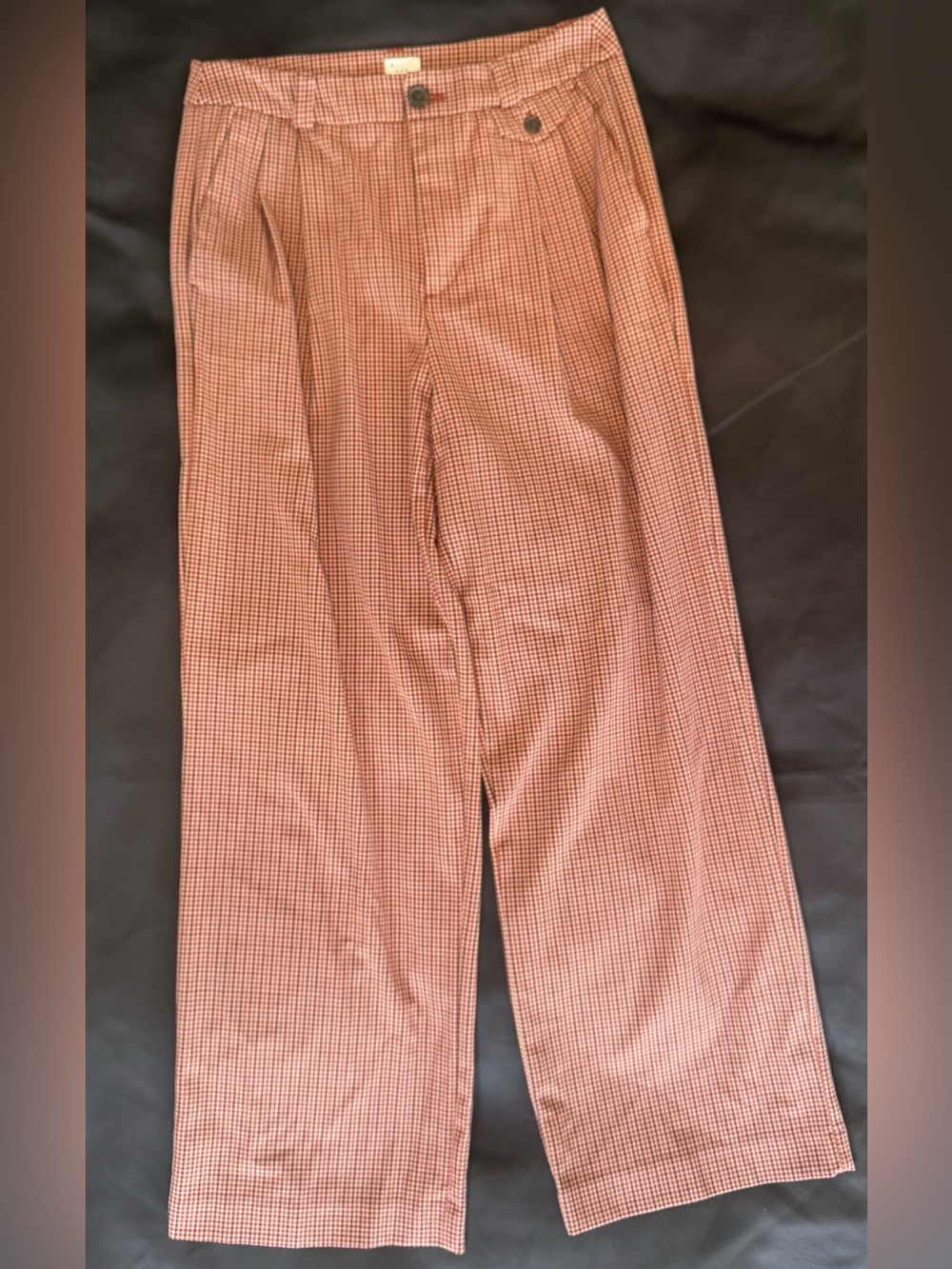 a new day Plaid Wide-Leg High-Waist Pants - Beige/Rust - Picture 4 of 9